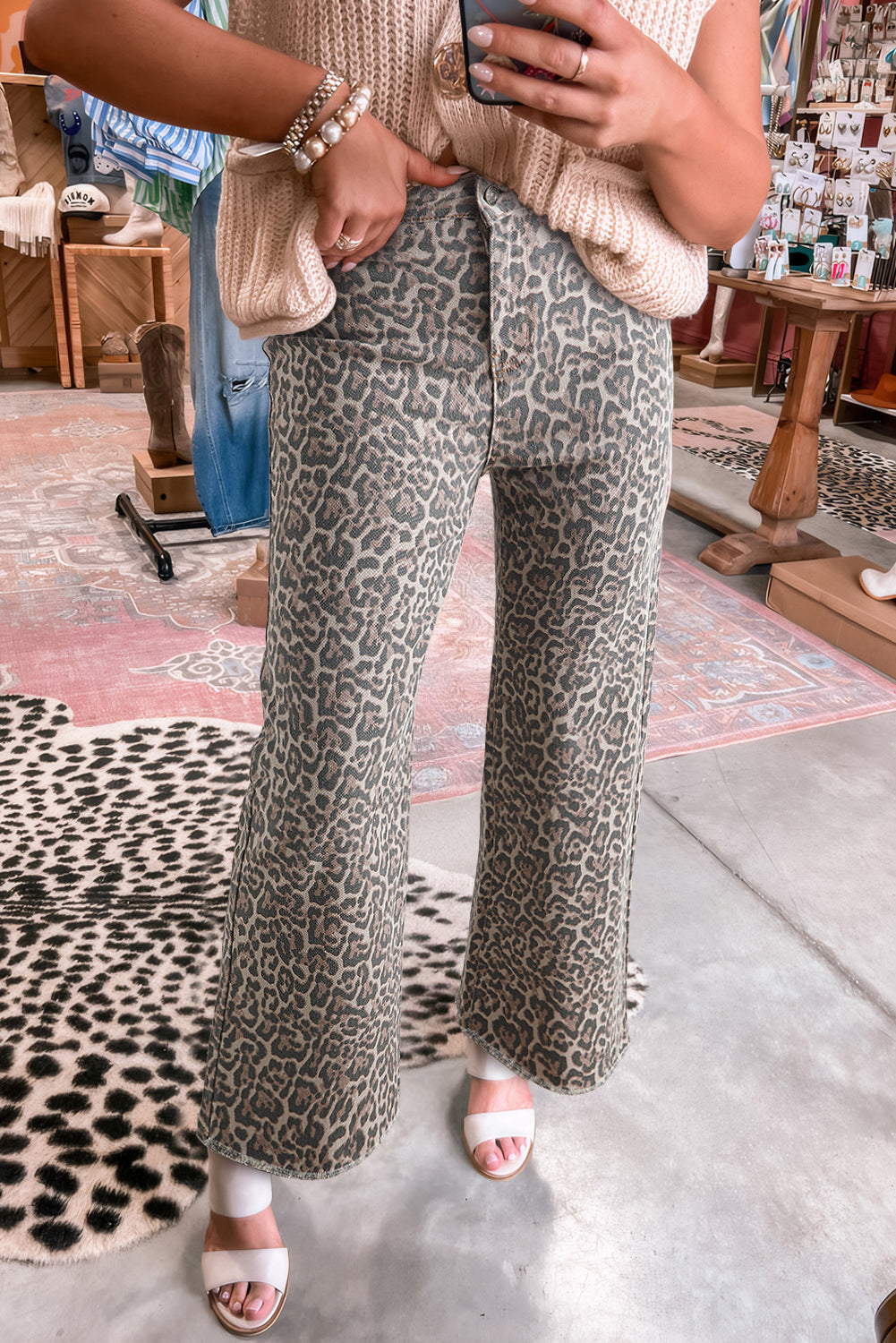 Parker & Jo™ Brown Leopard Wide Leg Cropped Jeans