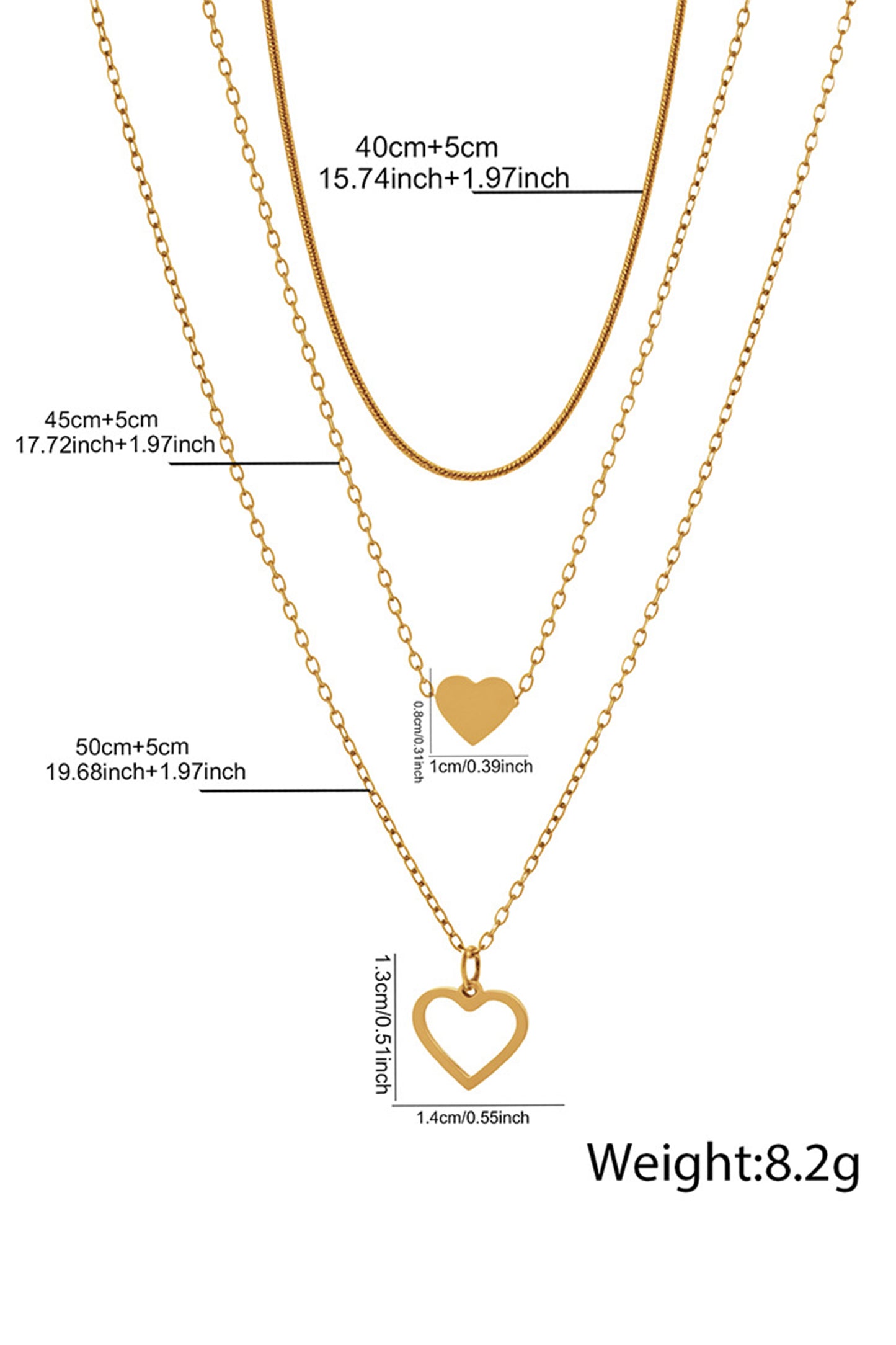 Parker & Jo™ Gold Plated Triple Layered Heart Necklace