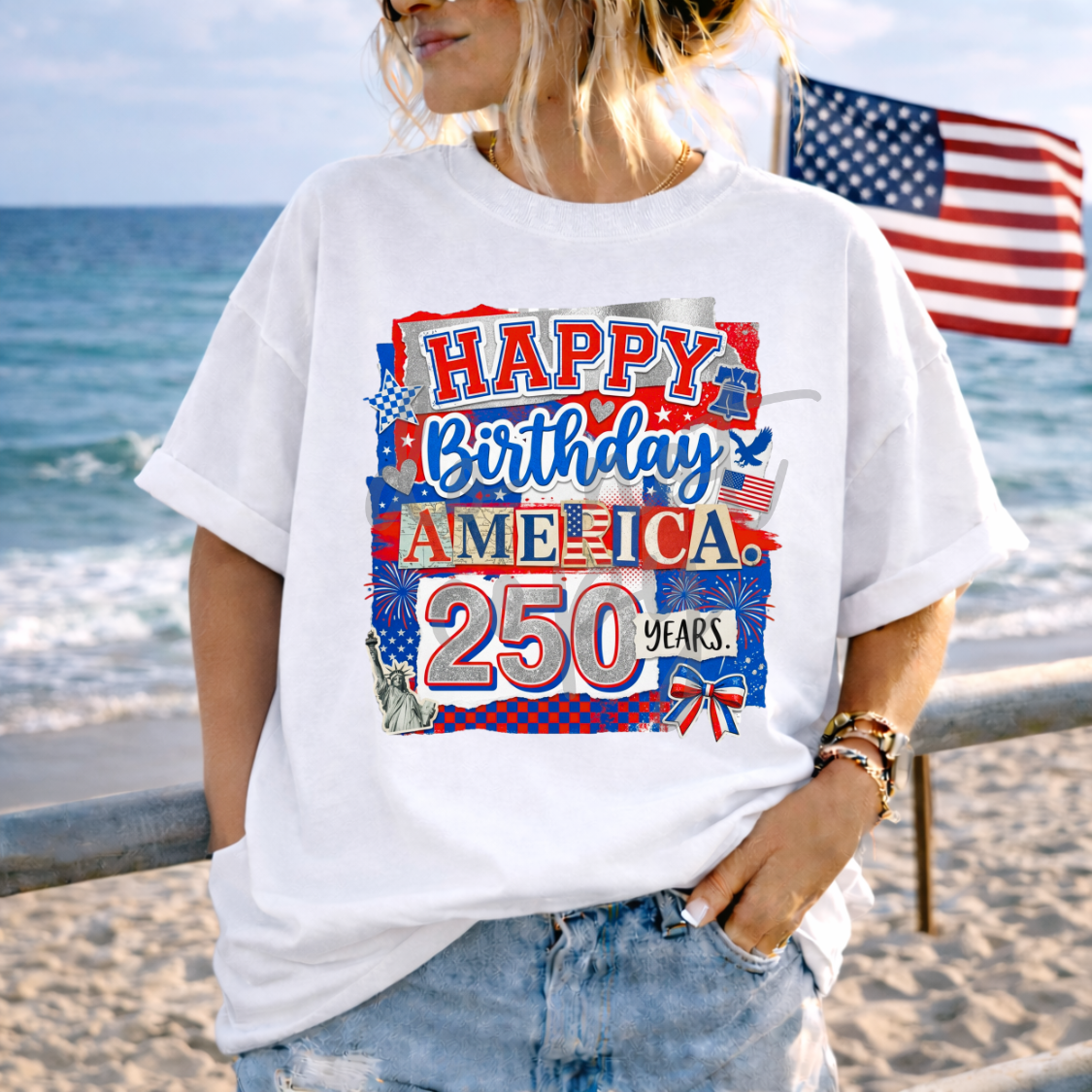 Parker & Jo™ Original Design | Happy Birthday America 250 Years Graphic Tee