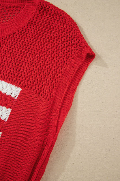 Parker & Jo™ Red Flag Short Sleeve Sweater Top
