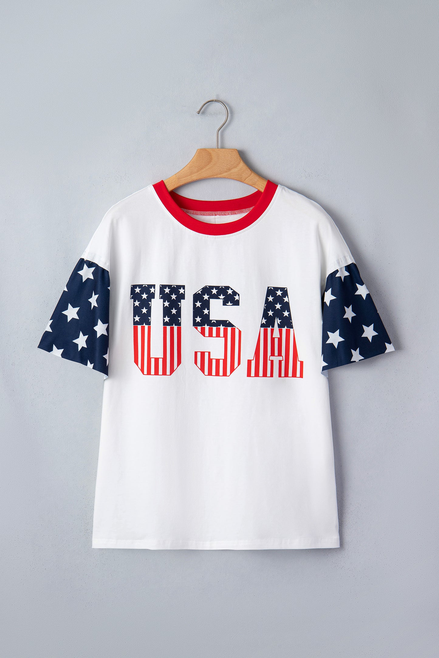 Parker & Jo™ USA American Flag Patchwork Casual Tee
