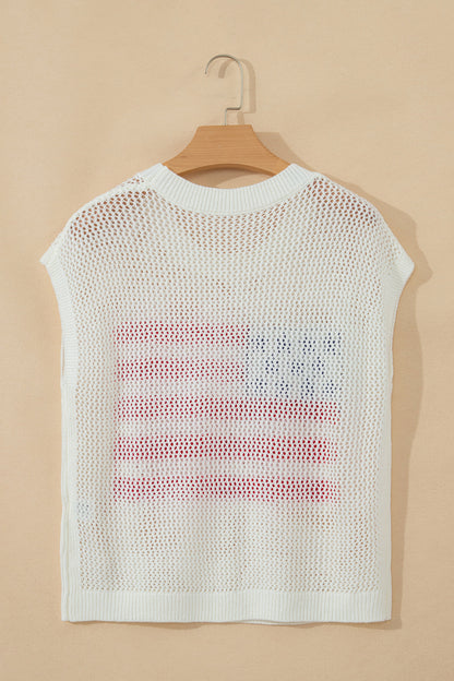 Parker & Jo™ White Flag Short Sleeve Sweater Top