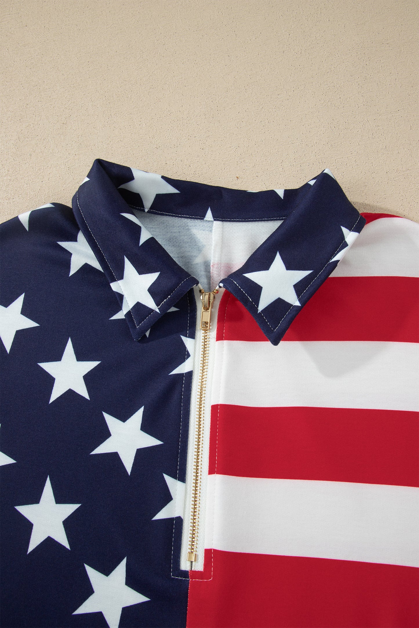 Parker & Jo™  American Flag Zipped Collar Oversized Sweatshirt