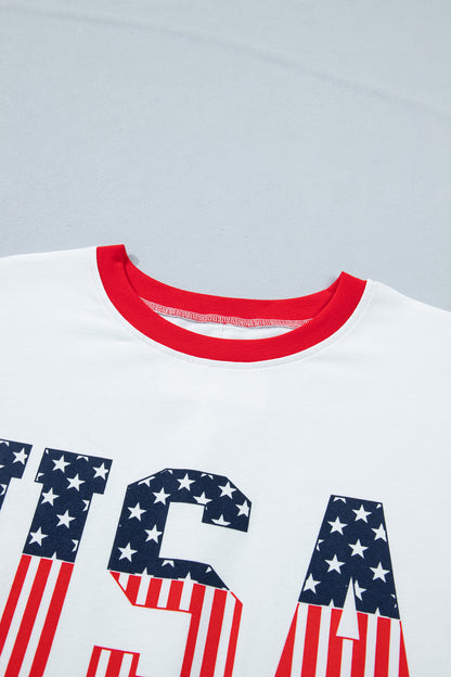 Parker & Jo™ USA American Flag Patchwork Casual Tee