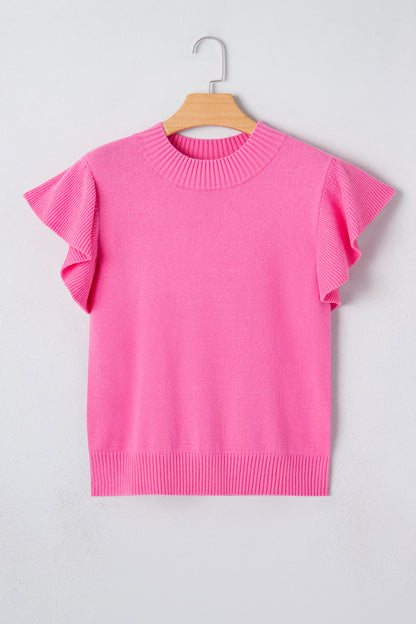 Parker & Jo™ Pink Ruffle Short Sleeve Sweater