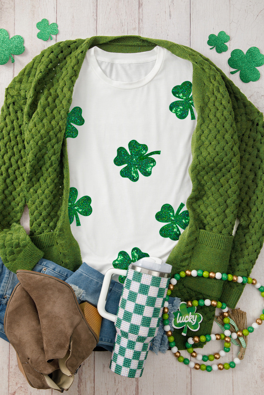 Parker & Jo™ Lucky Clover Sequin Tee