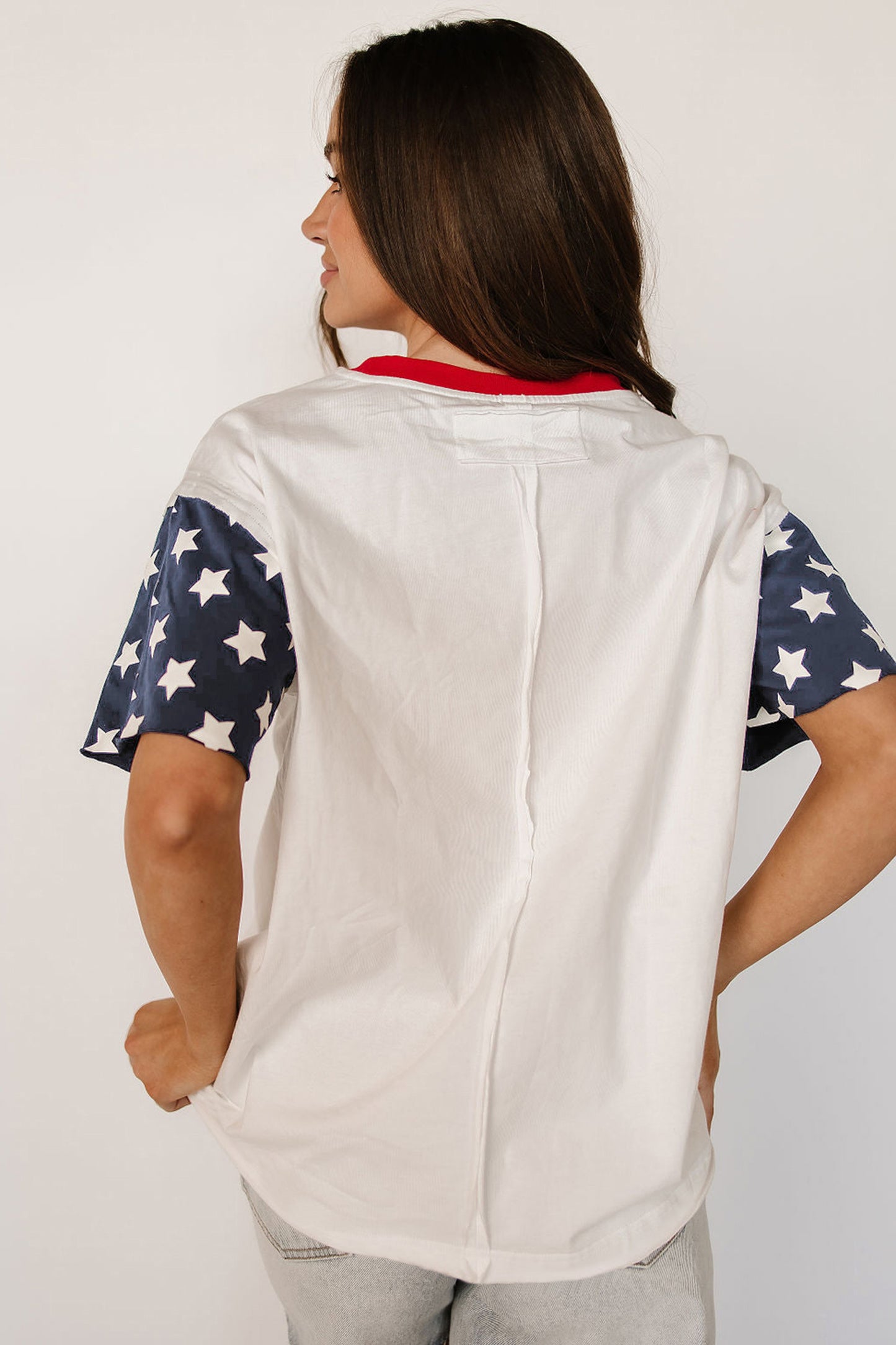 Parker & Jo™ USA American Flag Patchwork Casual Tee
