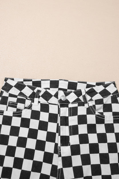 Parker & Jo™ Black Checkerboard Distressed Cropped Jeans