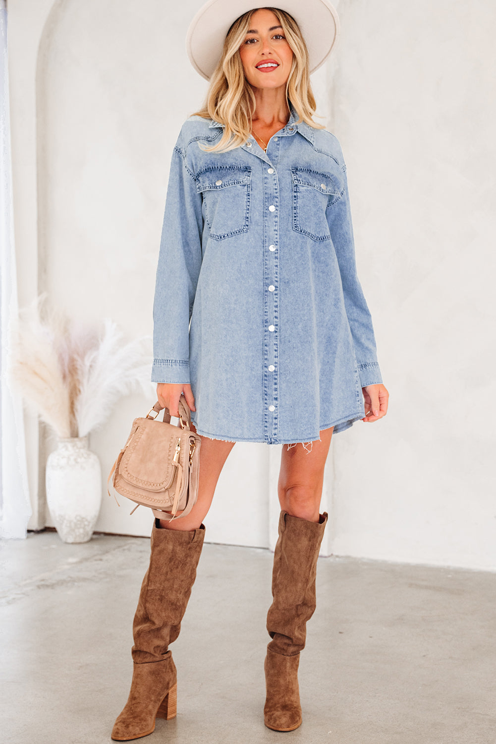 Parker & Jo™  Light Wash Denim Loose Shirt Dress