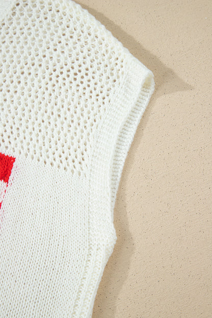 Parker & Jo™ White Flag Short Sleeve Sweater Top