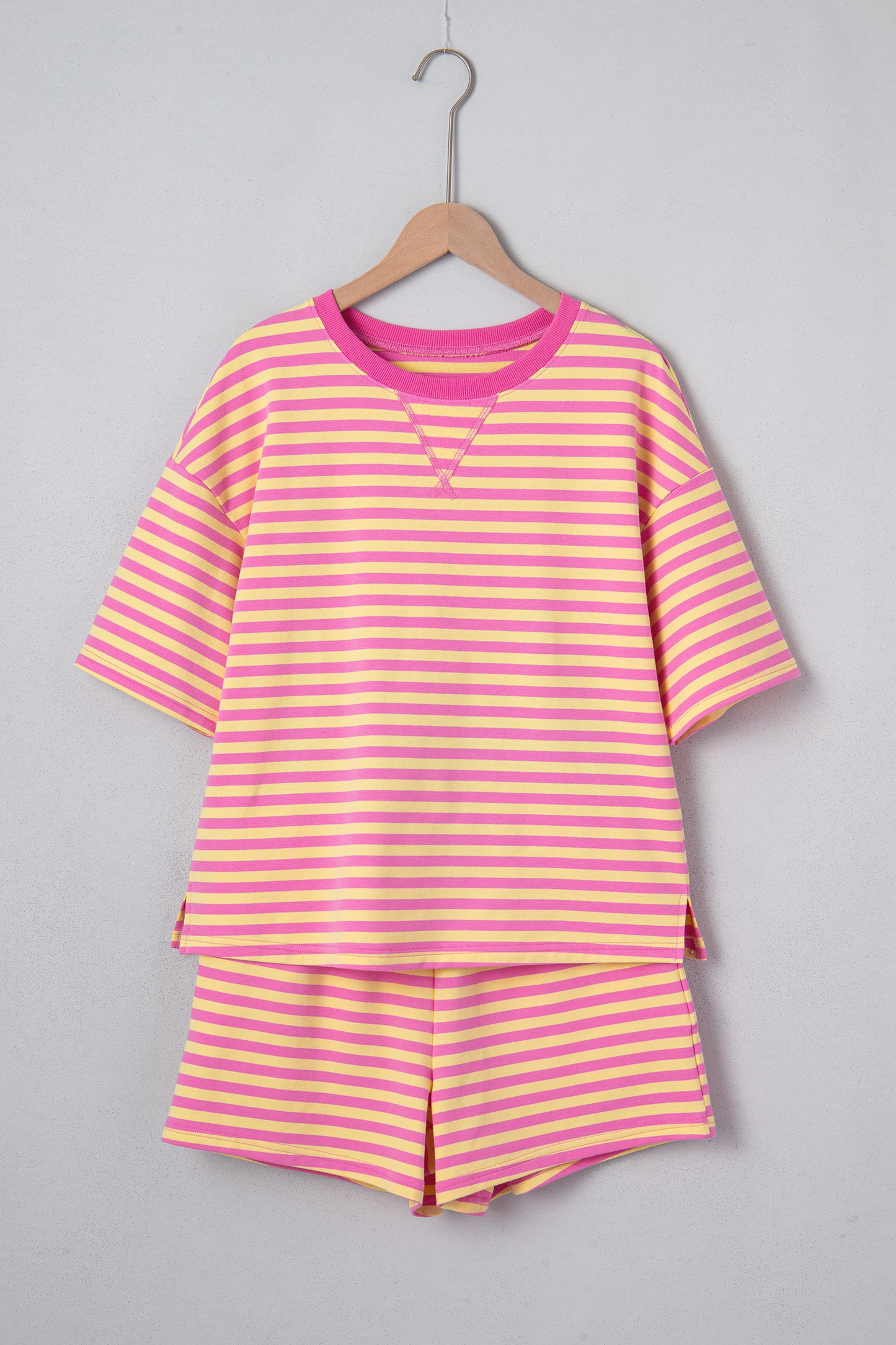Parker & Jo™ Pink and Orange Striped Terry Short Set
