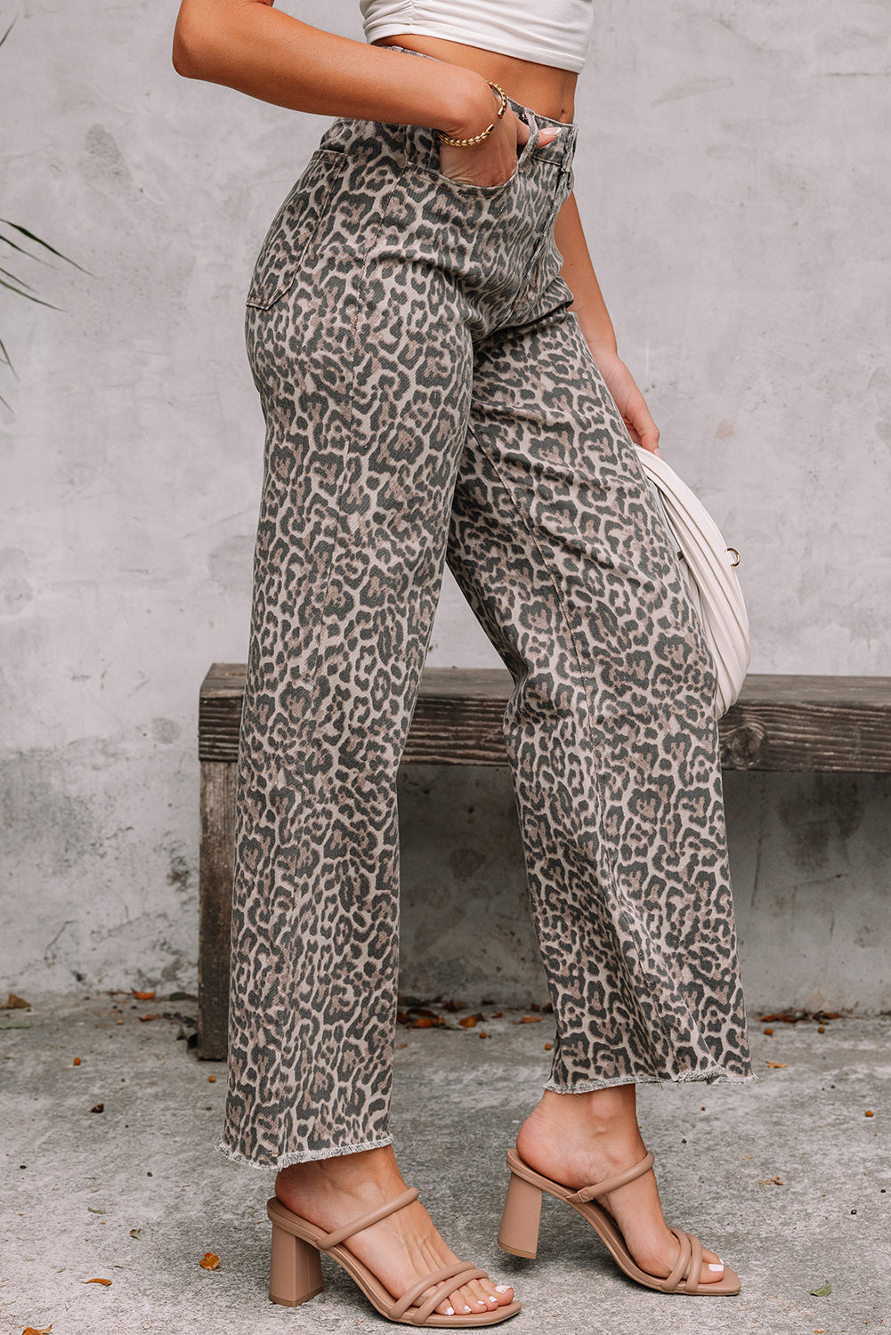 Parker & Jo™ Brown Leopard Wide Leg Cropped Jeans