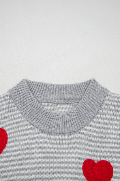 Parker & Jo™ Gray Red Heart Valentine Knit Sweater