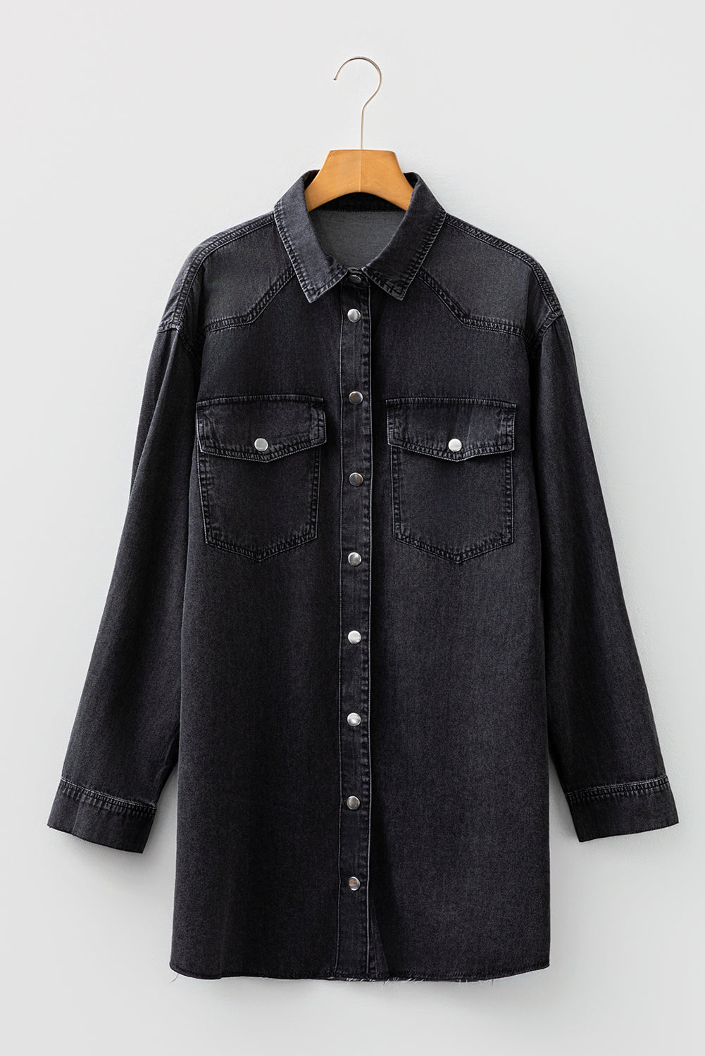 Parker & Jo™ Black Grey Denim Loose Shirt Dress