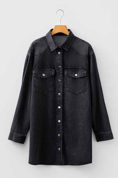 Parker & Jo™ Black Grey Denim Loose Shirt Dress