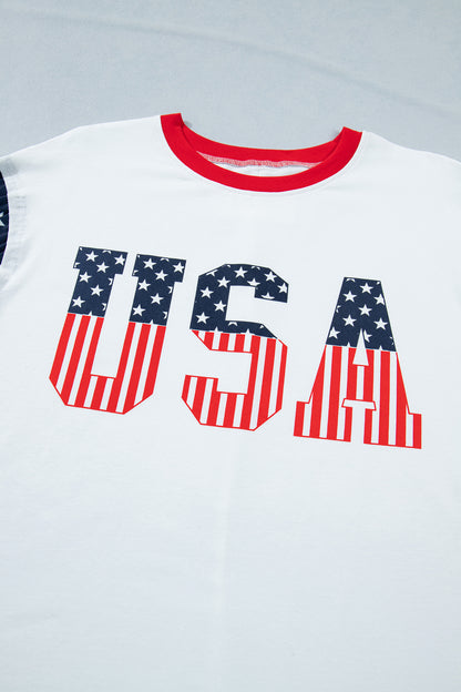 Parker & Jo™ USA American Flag Patchwork Casual Tee