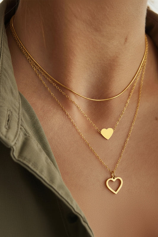 Parker & Jo™ Gold Plated Triple Layered Heart Necklace