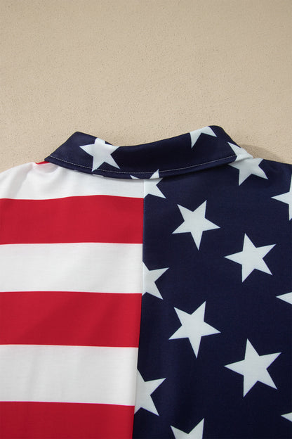 Parker & Jo™  American Flag Zipped Collar Oversized Sweatshirt