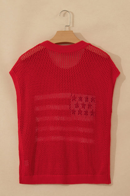 Parker & Jo™ Red Flag Short Sleeve Sweater Top