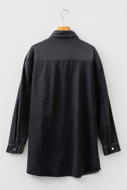 Parker & Jo™ Black Grey Denim Loose Shirt Dress