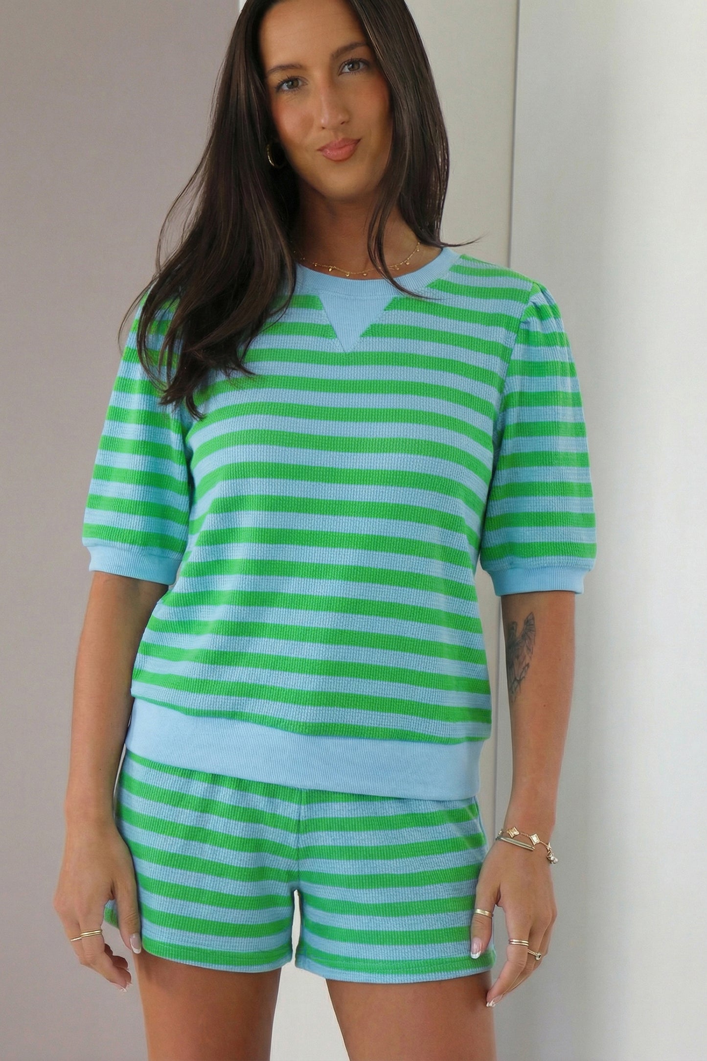 Parker & Jo™ Green Striped Short Set