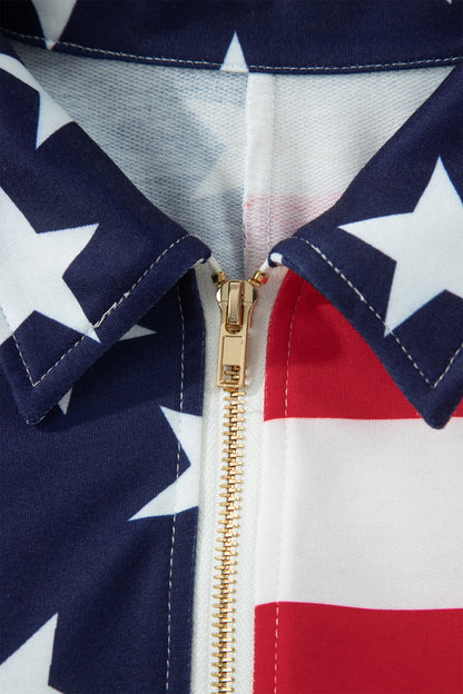 Parker & Jo™  American Flag Zipped Collar Oversized Sweatshirt