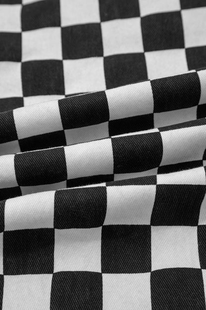 Parker & Jo™ Black Checkerboard Distressed Cropped Jeans