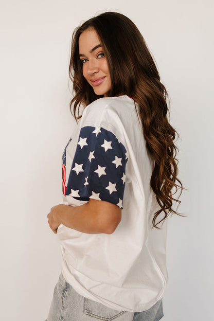 Parker & Jo™ USA American Flag Patchwork Casual Tee