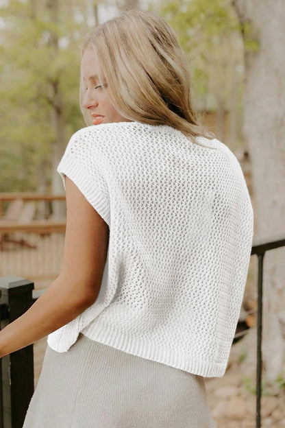 Parker & Jo™ White Flag Short Sleeve Sweater Top