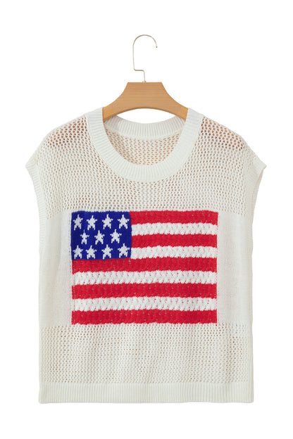 Parker & Jo™ White Flag Short Sleeve Sweater Top