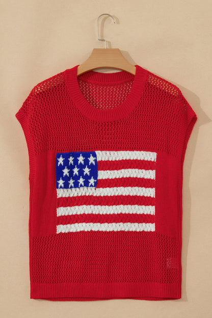 Parker & Jo™ Red Flag Short Sleeve Sweater Top