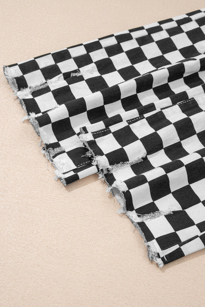 Parker & Jo™ Black Checkerboard Distressed Cropped Jeans