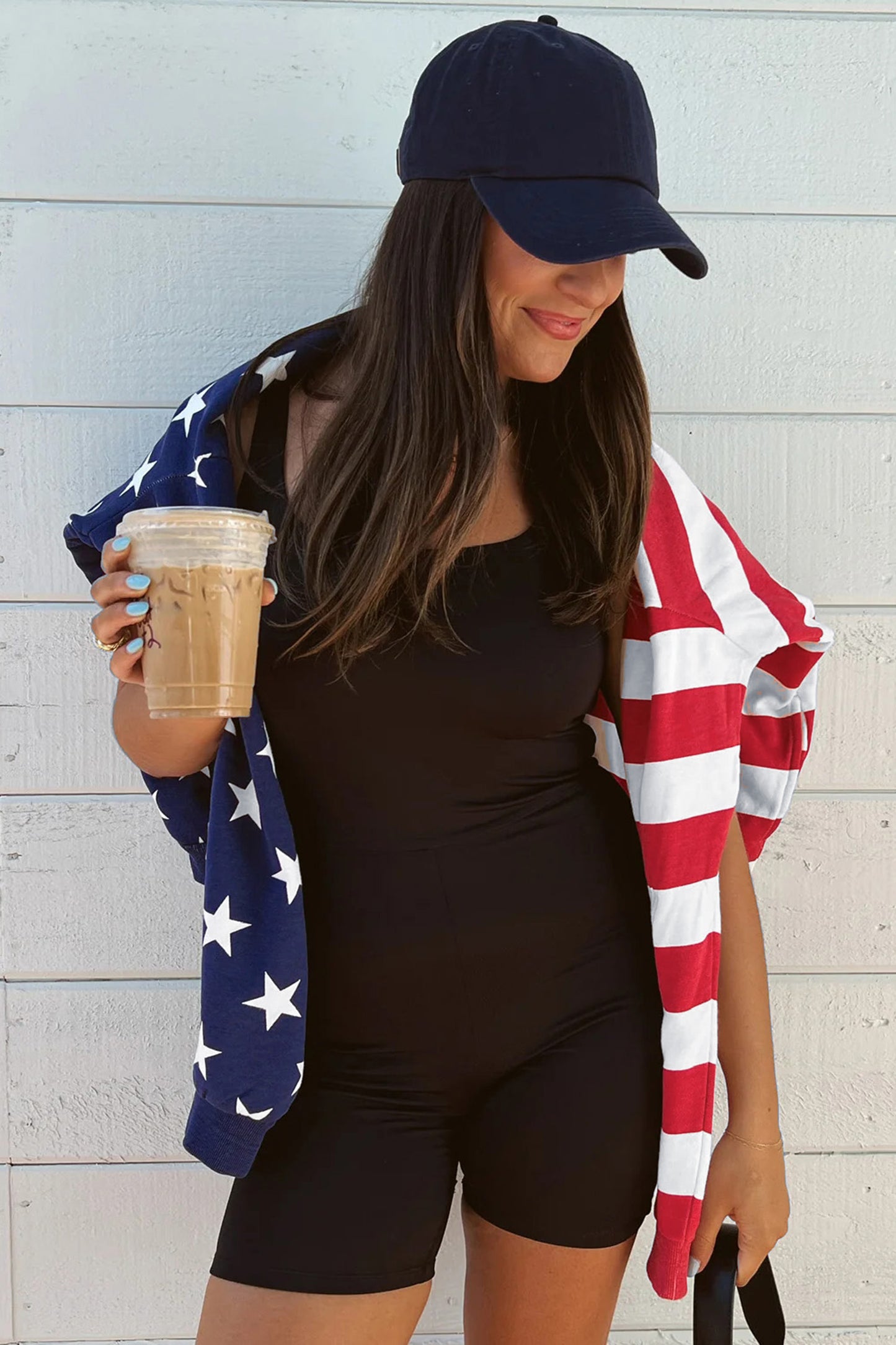 Parker & Jo™  American Flag Zipped Collar Oversized Sweatshirt