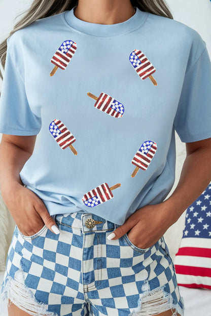 Parker & Jo™ Patriotic Sequin Popsicle Tee 🍭❤️💙