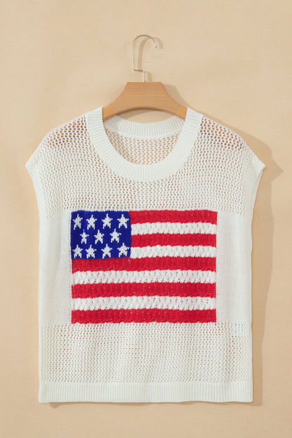 Parker & Jo™ White Flag Short Sleeve Sweater Top