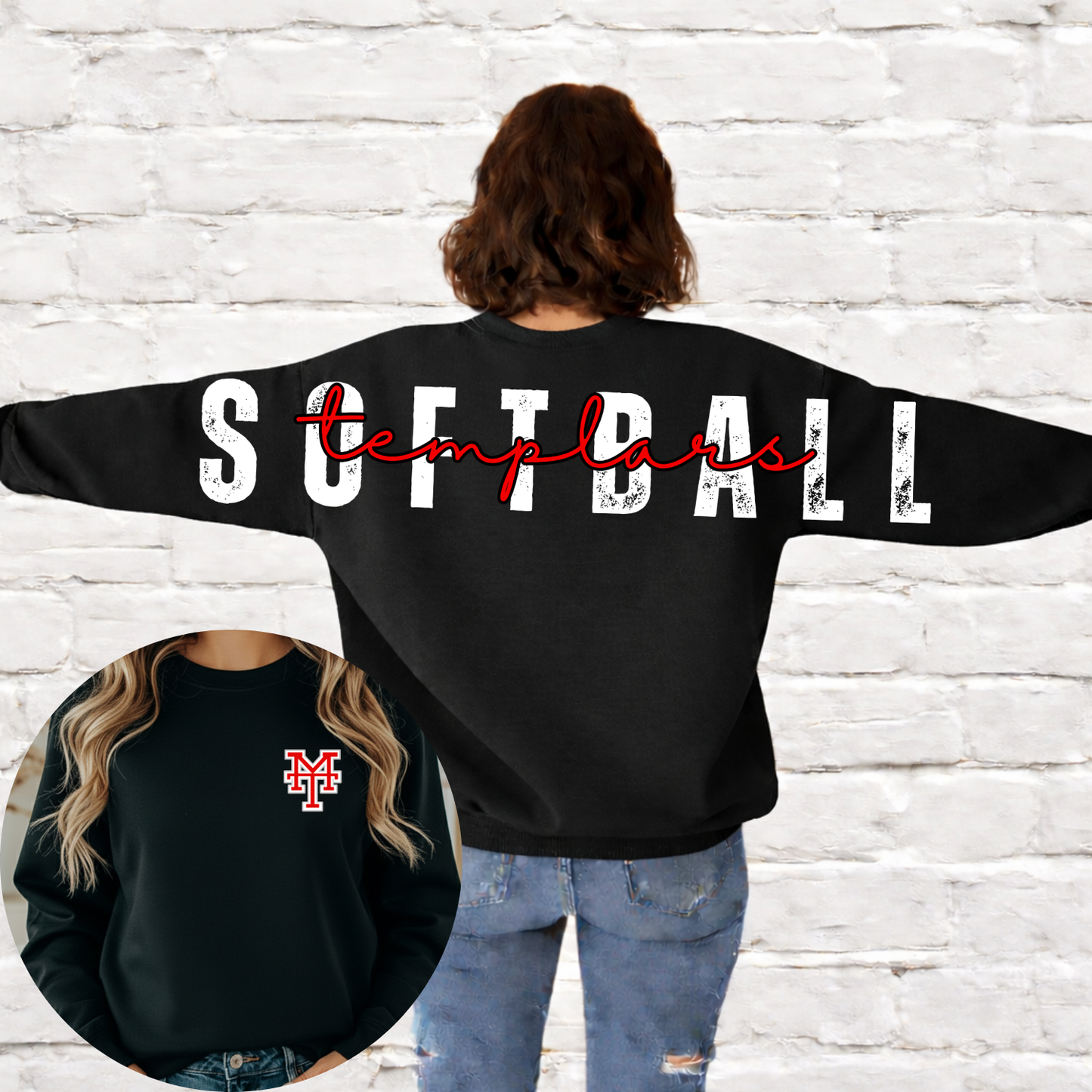 PERSONALIZED CUSTOM Long Big Across The Back P+J Original Design™ unisex crewneck sweatshirt
