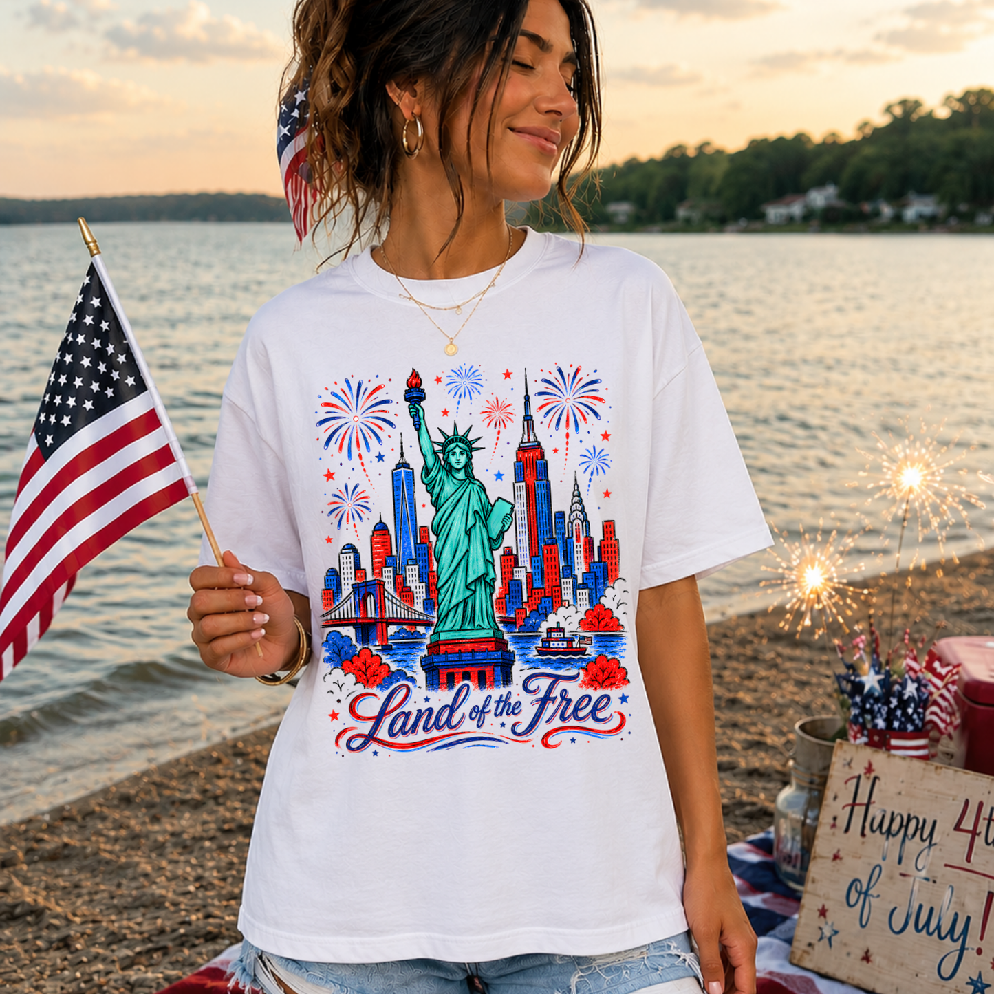 Parker & Jo™ Original Design | Land of the Free Statue of Liberty Graphic Tee