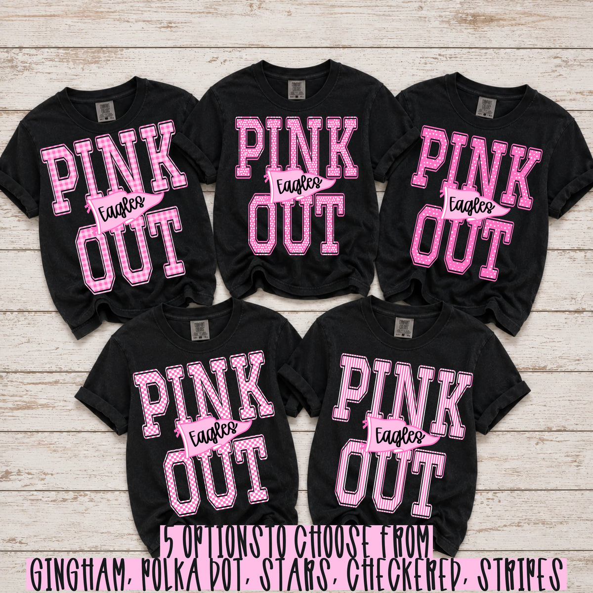 Parker & Jo™ Custom Personalized Pink Out Pennant Flag Comfort Colors Tee Shirt
