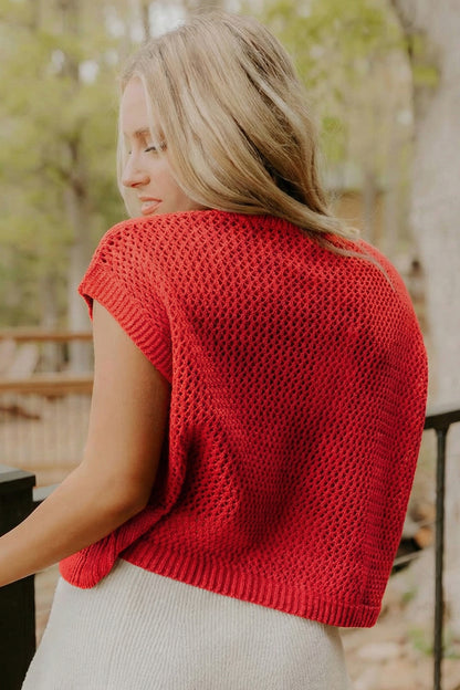 Parker & Jo™ Red Flag Short Sleeve Sweater Top