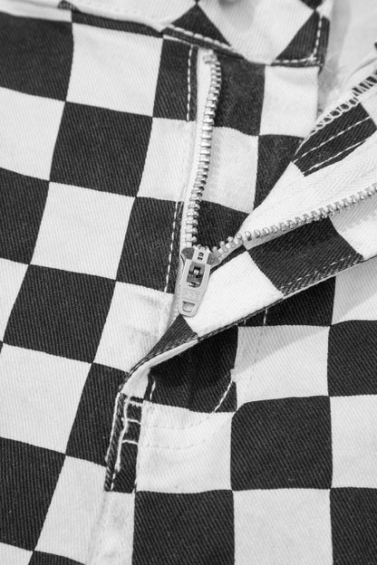 Parker & Jo™ Black Checkerboard Distressed Cropped Jeans