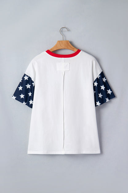 Parker & Jo™ USA American Flag Patchwork Casual Tee