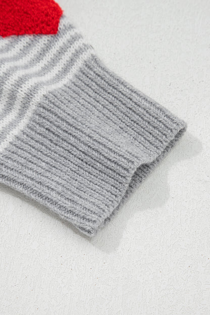 Parker & Jo™ Gray Red Heart Valentine Knit Sweater