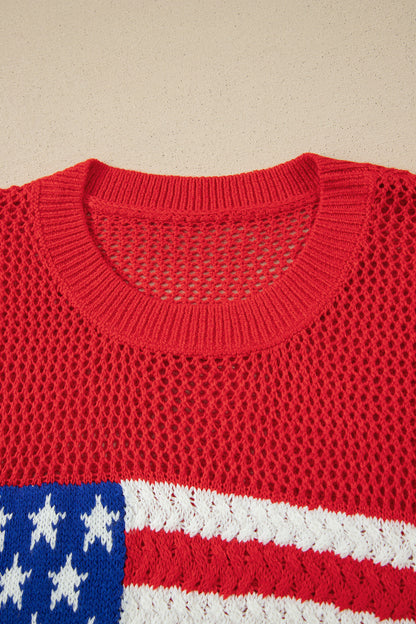 Parker & Jo™ Red Flag Short Sleeve Sweater Top