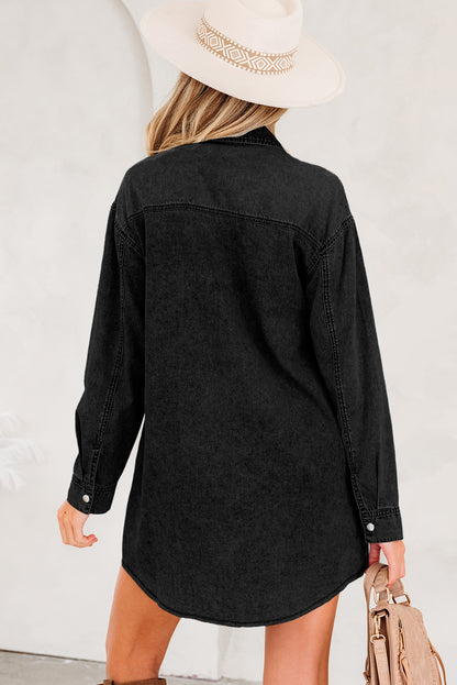 Parker & Jo™ Black Grey Denim Loose Shirt Dress