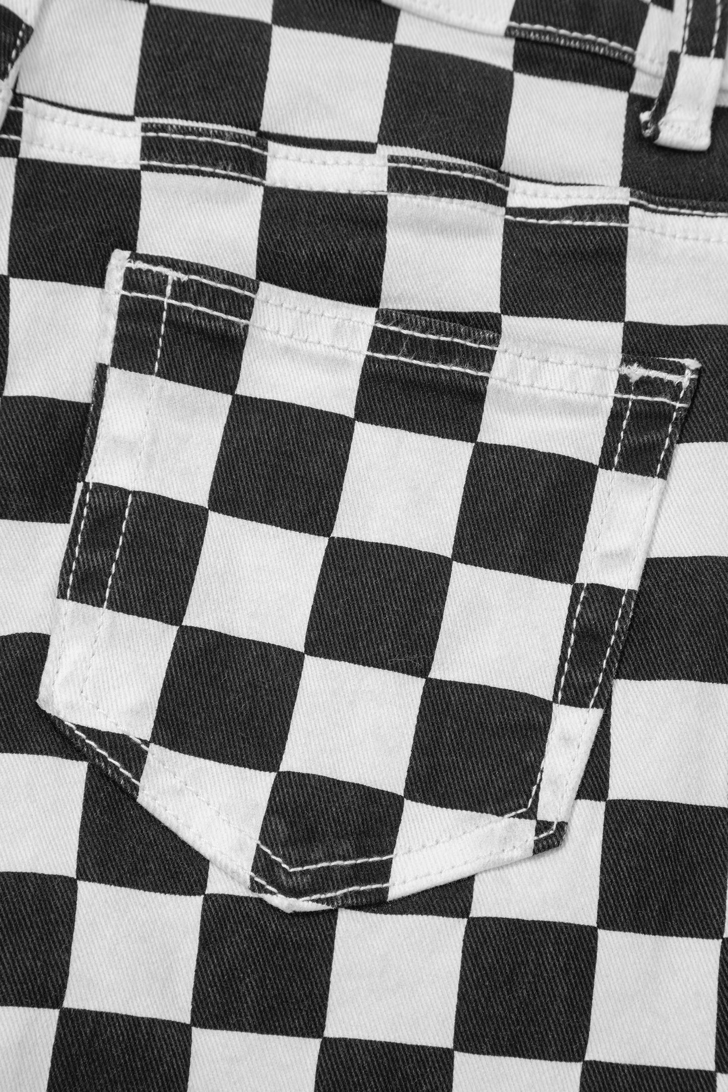 Parker & Jo™ Black Checkerboard Distressed Cropped Jeans