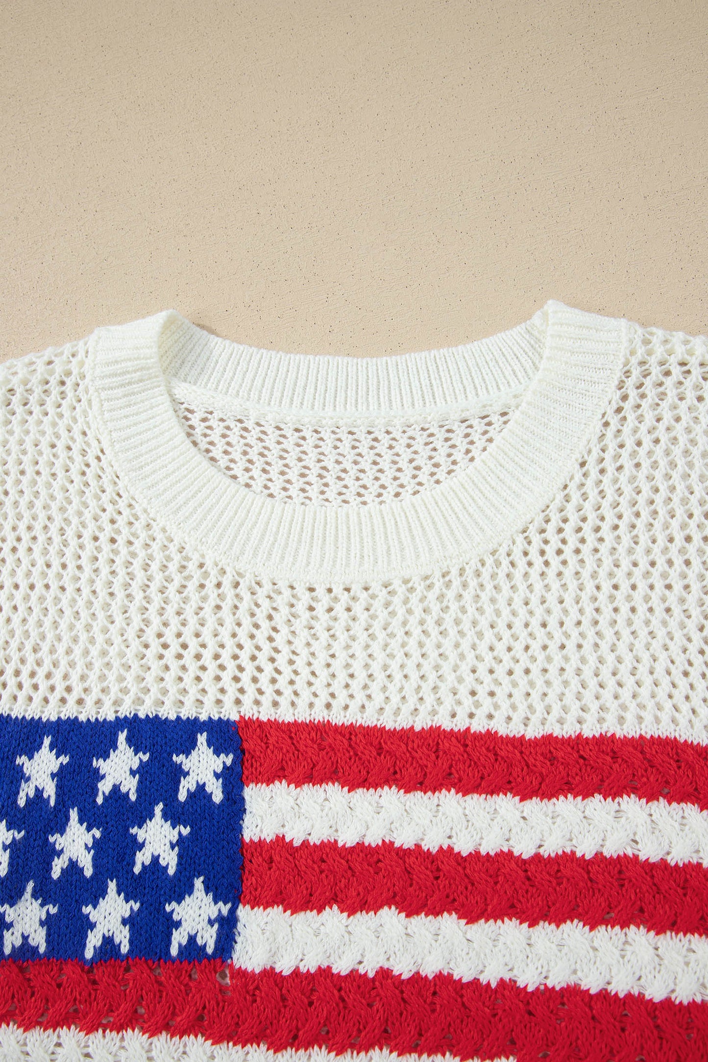 Parker & Jo™ White Flag Short Sleeve Sweater Top