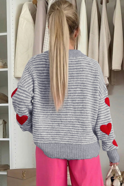 Parker & Jo™ Gray Red Heart Valentine Knit Sweater