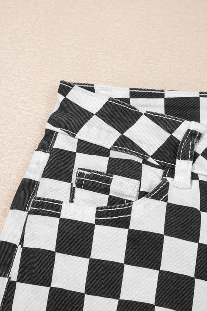 Parker & Jo™ Black Checkerboard Distressed Cropped Jeans