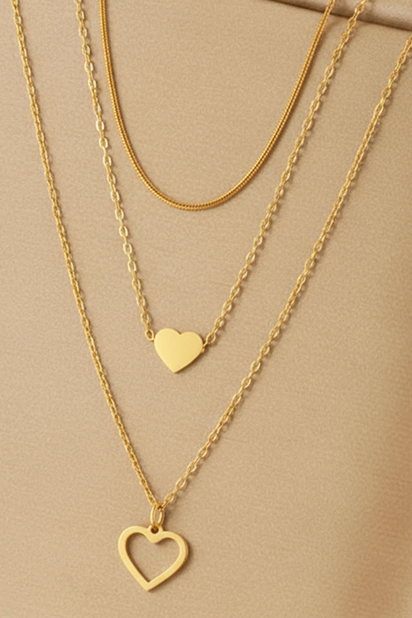 Parker & Jo™ Gold Plated Triple Layered Heart Necklace