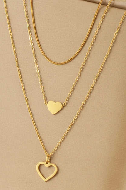 Parker & Jo™ Gold Plated Triple Layered Heart Necklace